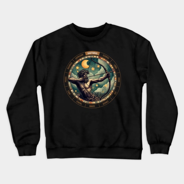 ZODIAC Sagittarius - Astrological SAGITTARIUS - SAGITTARIUS - ZODIAC sign - Van Gogh style - 1 Crewneck Sweatshirt by ArtProjectShop
